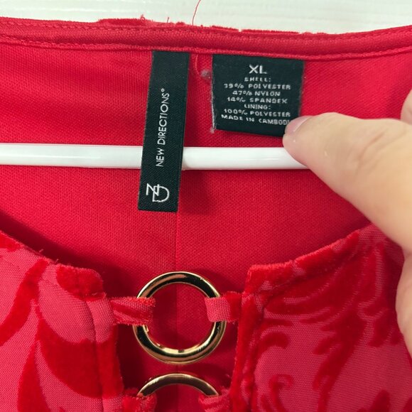 New Directions Red Velvet Burnout Tunic Top – XL - Picture 3 of 9